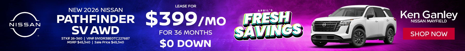 New 2026 Nissan Pathfinder SV AWD